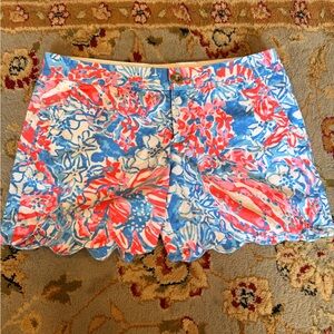 Lilly Pulitzer Coral & Blue Floral buttercup shorts